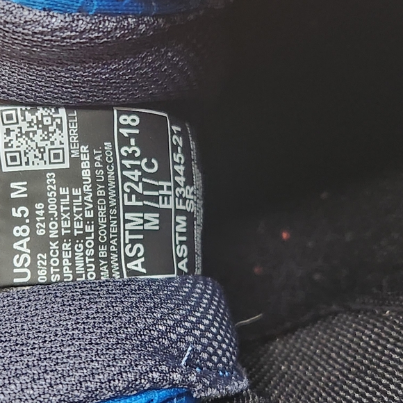 Merrell Men's Moab Flight Carbon Fiber Work Shoes. Blue-Jacquard Upper Size 8.5. - Picture 12 of 12